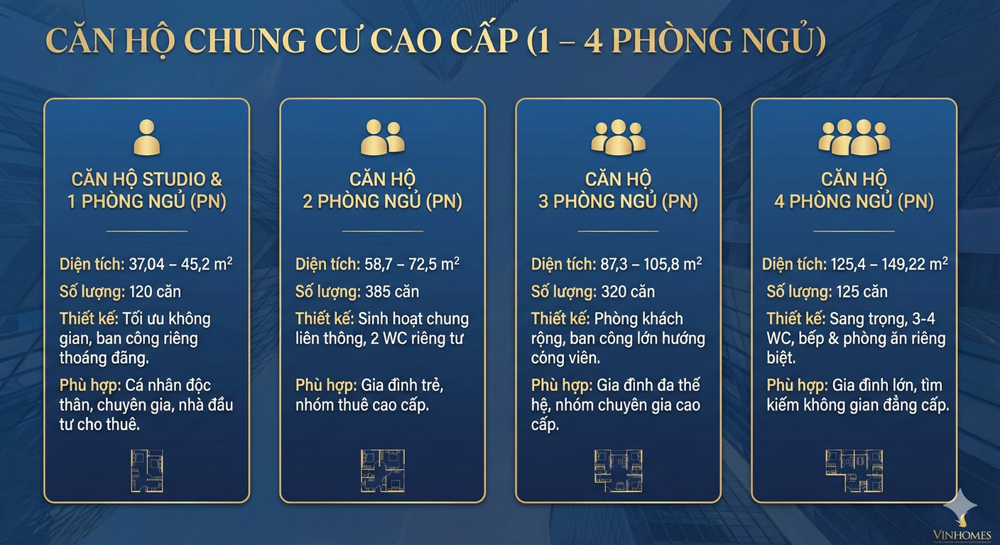 Căn hộ chung cư cao cấp (Từ 1 – 4 Phòng ngủ)